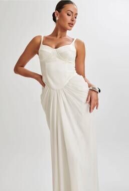 Meshki Leila Satin Corset Maxi Dress - Ivory